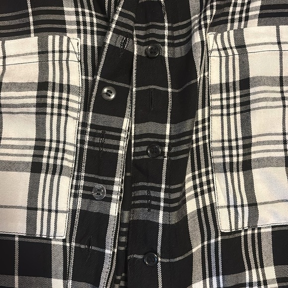 Lane Bryant Women’s Blouse Button Down Black White Monochrome Plaid Shirt - Picture 10 of 13